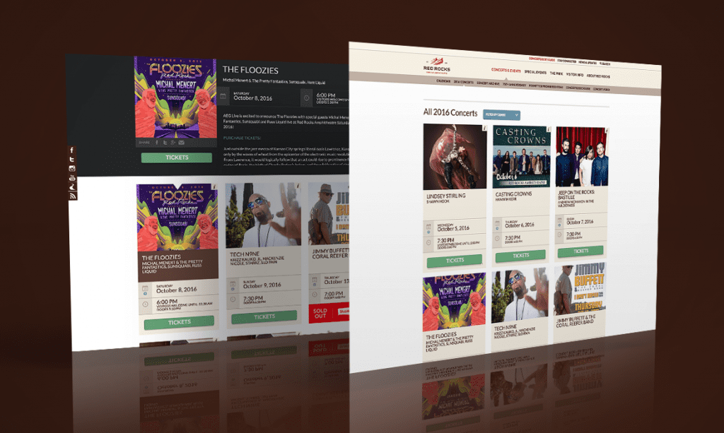 Red rocks Amphitheater events in landscape mode