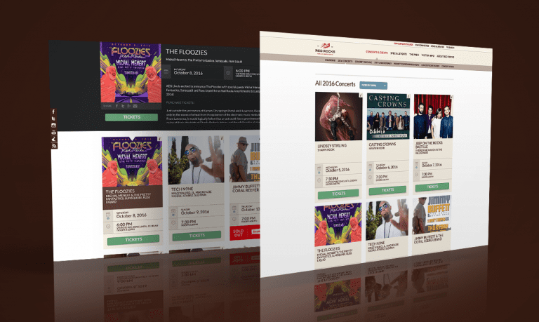Red rocks Amphitheater events in landscape mode